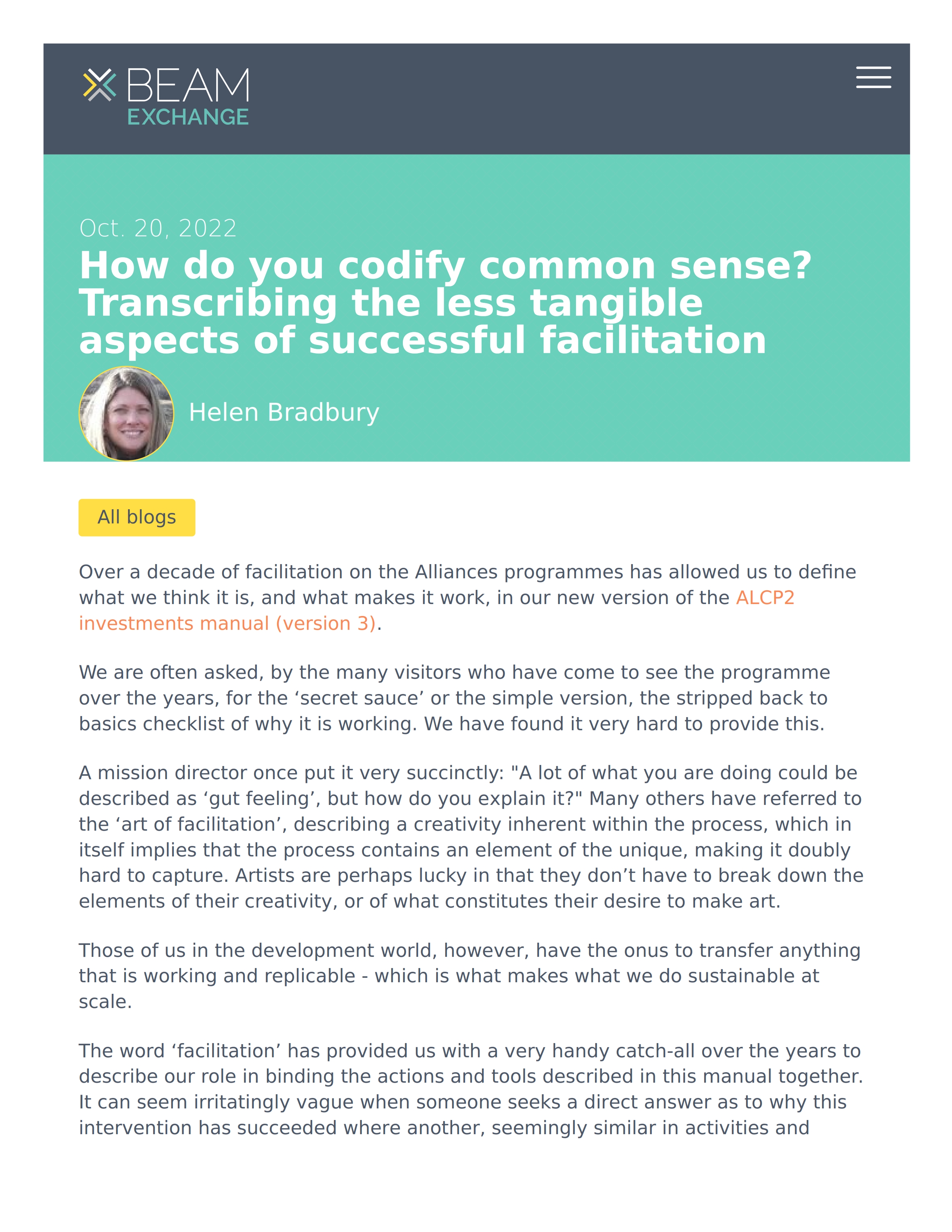 How do you codify common sense? Transcribing the less tangible aspects of successful facilitation